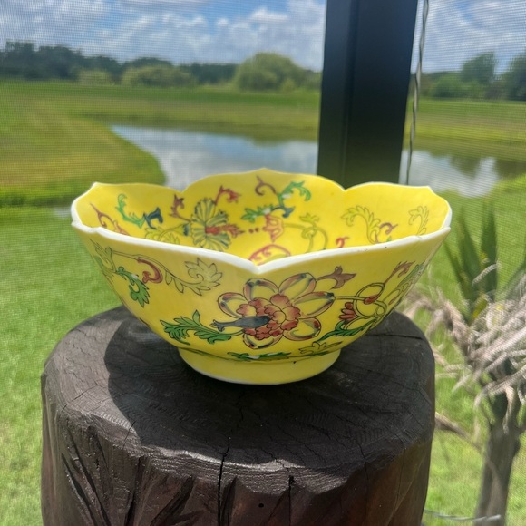 Vintage Neiman Marcus Yellow Floral Bowl - Picture 1 of 15